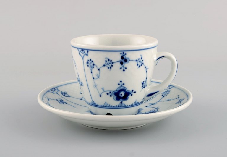 Bing & Grondahl Blue Fluted Hotel Coffee cup with saucer. Model number 744. 34 
sets in stock.
