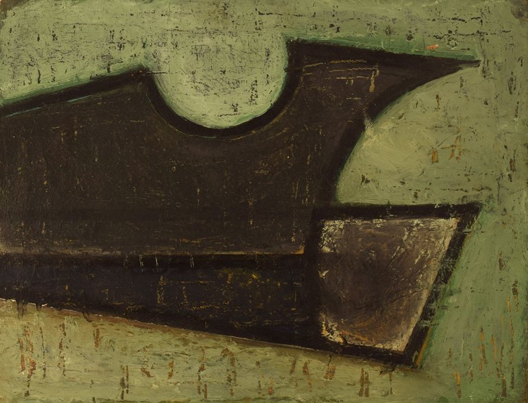 Charles Herman Hoffman (1900-1973), belgisk kunstner. Olie på plade. Abstrakt 
komposition. Midt 1900-tallet.
