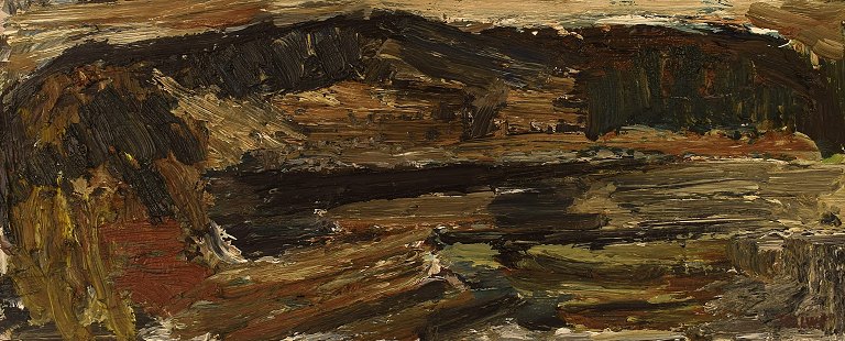 Carl-Einar Tellwe (1924-2003), listed Swedish artist. Oil on board. Modernist 
landscape. 1960s.

