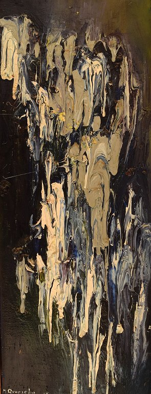 Michael Qvarsebo (f.1945), svensk kunstner. Olie på lærred. Abstrakt 
komposition. Dateret 1964.
