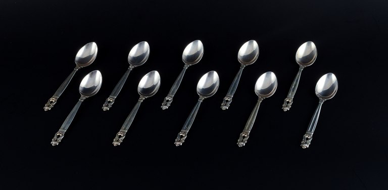 Georg Jensen, Acorn, ten teaspoons in sterling silver.