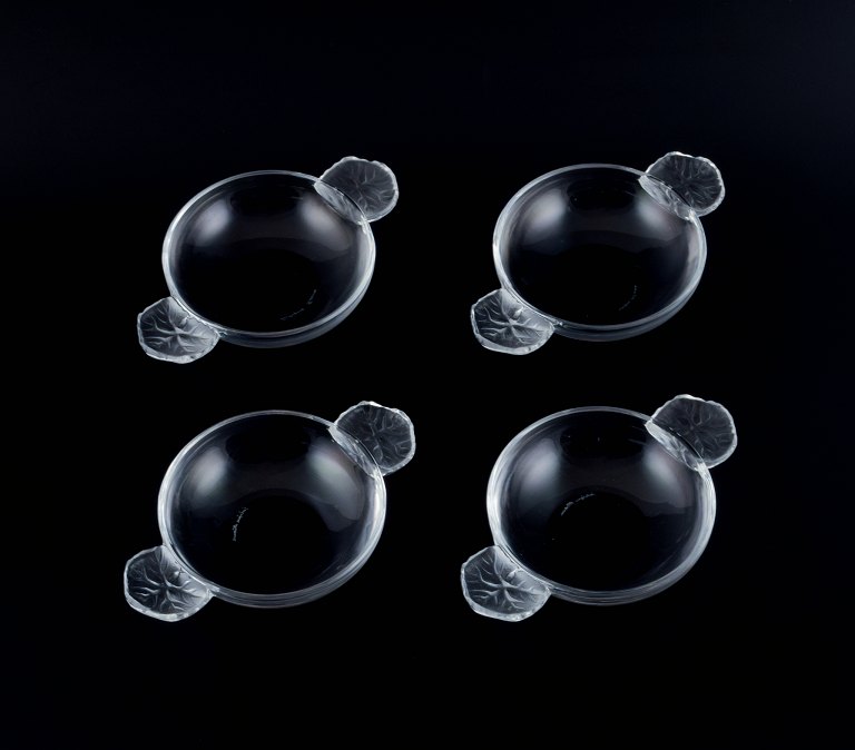 René Lalique, four small Honfleur bowls in art glass.