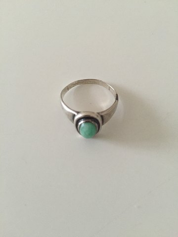Georg Jensen Silver Ring with Green Stone No 46