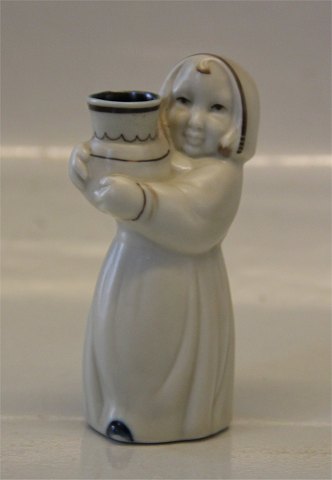 Royal Copenhagen Aluminia Faience 210-282 Christmas Candlestick: Girl with 
candle, 9 cm Aage Erhard 1931