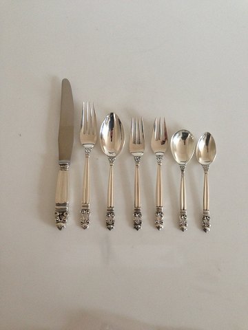 Georg Jensen Acorn Sterling Silver Flatware Set 56 pieces with old mark