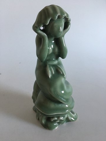 Royal Copenhagen Mermaid Figurine by Olga Wagner in Celedon Glaze. Measures 
26cm. 2st quality