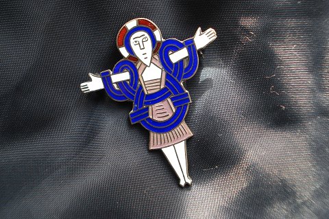 Dragsted Sterling Silver Enamel Jesus Brooch