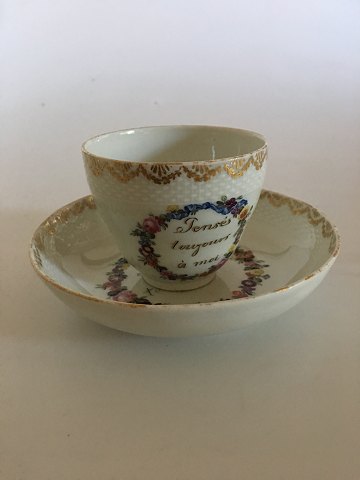 Antique Royal Copenhagen Cup and saucer with inscription from 1790-1810