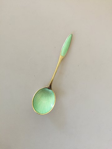 Frigast Sterling Silver Gilded Green enamel Spoon