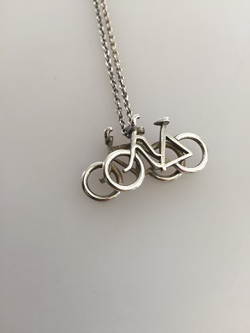 Georg Jensen Sterling Sølv Halskæde No 214 med Cykel Vedhæng