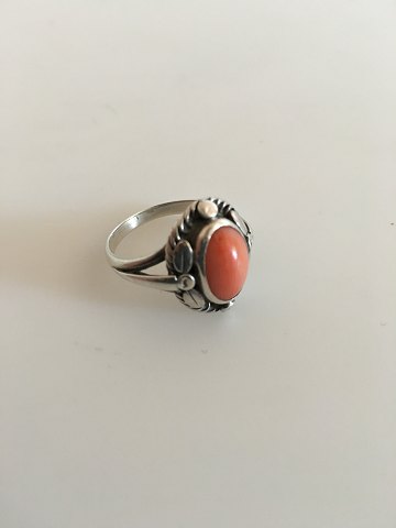 Georg Jensen Sterling Silver Ring with Peach Colored Stone No 1