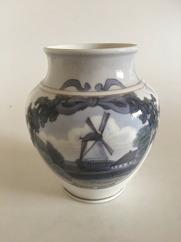 Royal Copenhagen Art Nouveau Vase No 2258/1912 with Danish Mill Motif