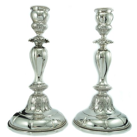 P. Hertz; Danish candleholders of hallmarked silver