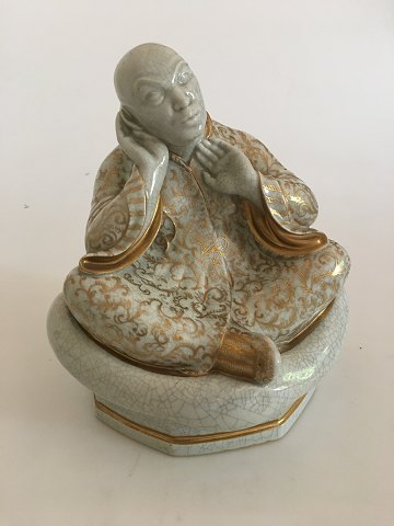 Royal Copenhagen Georg Thylstrup Crackle Figurine of Buda with Unique Decoration 
by Nicolai Tideman