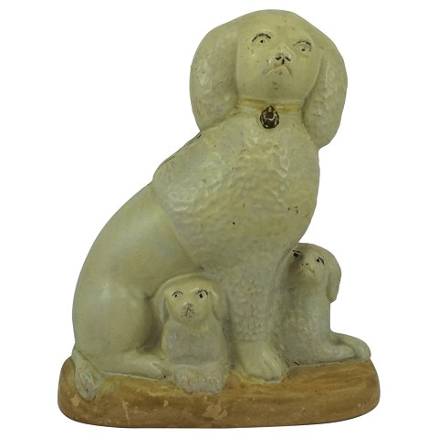 Danish clay piggy bank; dogs