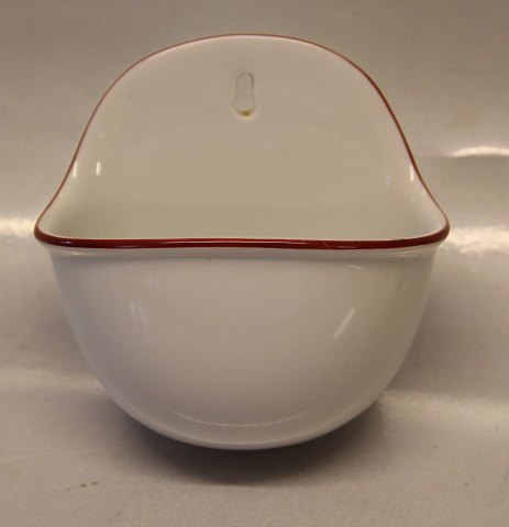 Red line Bing & Groendahl White Dinnerware, Magnussen B&G 548 Salt jar for wall 
hanging 11 x 12 cm