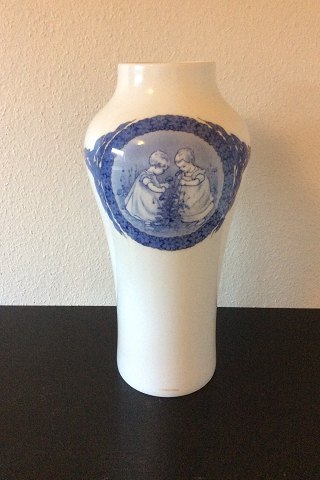 Royal Copenhagen Unique Vase by Cathrine Zernichow from 1917 with motif of 
Children