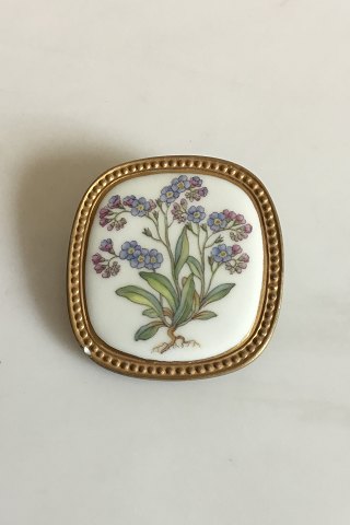 Royal Copenhagen Flora Brooch / Pendant in Porcelain and Sterling Silver