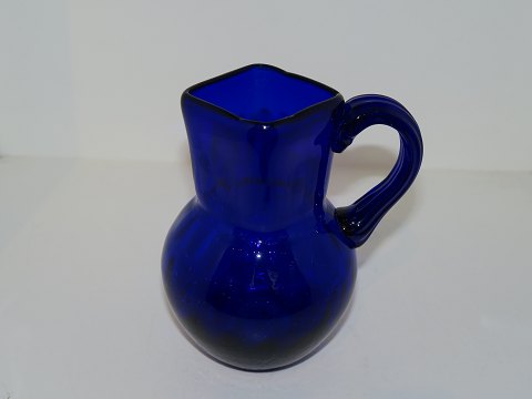 German Large dark blue glass creamer with square top from 1890-1910