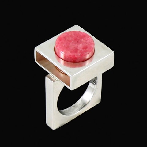 1960s. Sterling Silver Ring with Rhodochrosite Boy Johansen 
