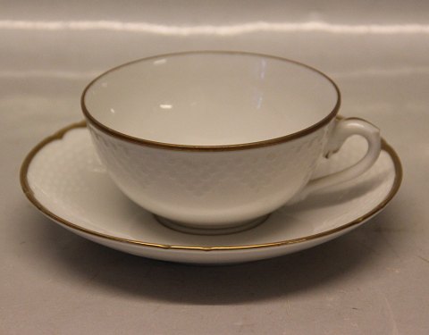 B&G  Hostrup Porcelain White with gold rim  108 Tea cup 1.5 dl and saucer 15 cm 
(473)
