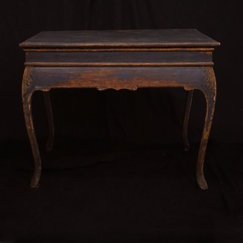 A mid 18th century black/light blue table. Sweden 
circa 1750. H: 75cm. Top: 92x66cm