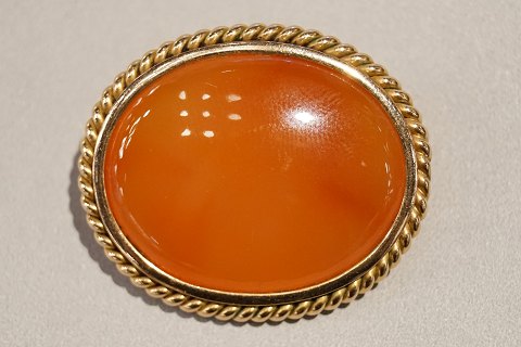 Broche med agat, 14 kt. guld, år 1900