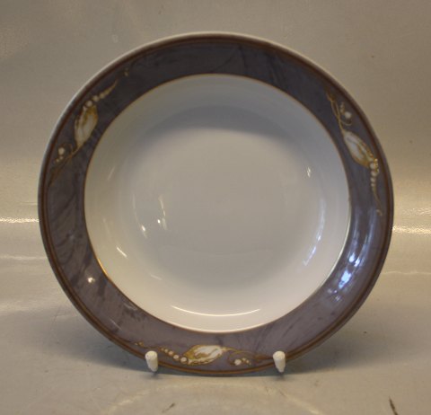 605 Soup rim plate 22 cm  Grey Magnolia Royal Copenhagen