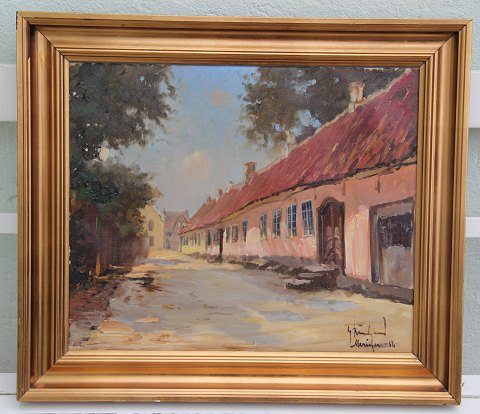 Painting Oil on Canvas 53.5 x 61 cm from our home town Mariager Bugges Gaard by 
Gunnar Bundgaard