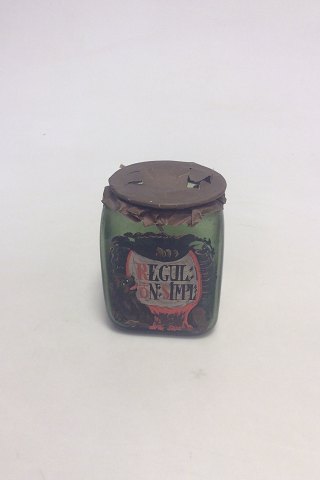 Holmegaard  Pharmacy Jar with  the text "REGUL ON SIMPL" from 1989