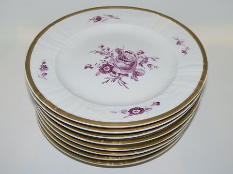 Purple Flower Juliane Marie with gold edgeLuncheon plate 23.0 cm.