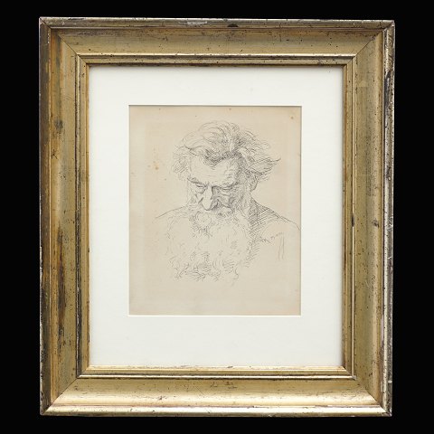 Peder Severin Krøyer drawing. Signed an dated 
29.09.1872. Visible size: 20x17cm. With frame: 
39x34,5cm