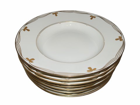Hvidt med Guldguirlande Art Nouveau  Stor dyb suppetallerken 25,4 cm.