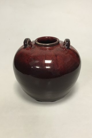 Royal Copenhagen Stoneware Vase by Patrick Nordstrom in Sang de Boeuf Early No 
s-579
