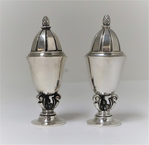 Georg Jensen. Salt & pepper shaker. Set. Akorn. Design Johan Rohde. Model 741. 
Height 9 cm.