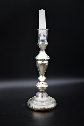 1800 century candlestick in Mercury silver glass with fine patina. 
Height:28cm.