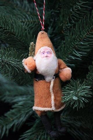 Old Christmas decorations for the Christmas tree, Santa Claus in colored cotton 
wool. Height: 15cm.