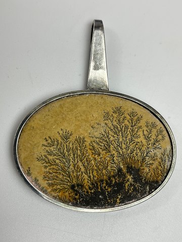 Large, modernist Sven Haugaard pendant in 925 sterling silver with dendrite