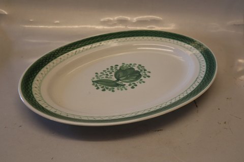 0929-12 Oval platter 27 x 38 cm Aluminia Faience Green Tranquebar
