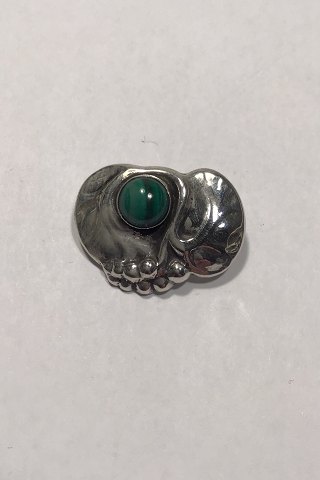 Early Georg Jensen Silver Brooch No 68 Malachite (1909-1914)