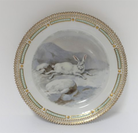 Royal Copenhagen. Fauna Danica. Lunch plate. Model # 239 - 3550. Diameter 22 cm. 
(1 quality). Lepus timidus