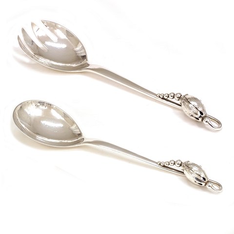 Georg Jensen Magnolia Salatbesteck, Sterlingsilber 
#84. L: 21,5cm. G: 154gr