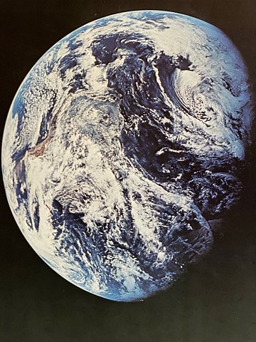 Vintage NASA color offset photo of Earth seen from the Apollo 8 spacecraft in 
December 1968