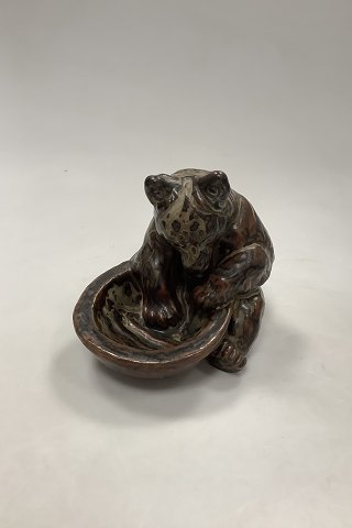 Royal Copenhagen Stoneware Figurine Knud Kyhn Bear with bowl No. 21737
