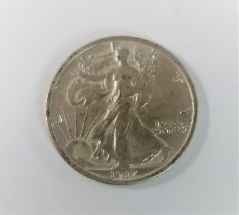 USA. Liberty sølv ½ dollar fra 1917. Kvalitet 1+