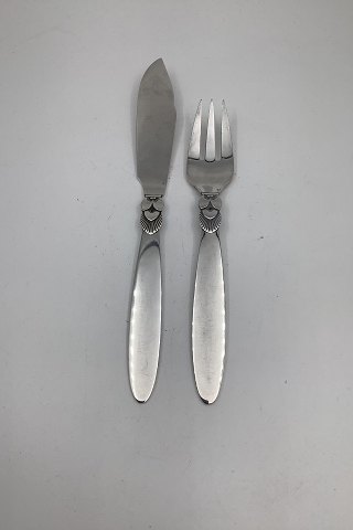 Vintage Sæt på 10 Georg Jensen Sterling Sølv Kaktus Fiskekniv og Gafler No 61 og 62