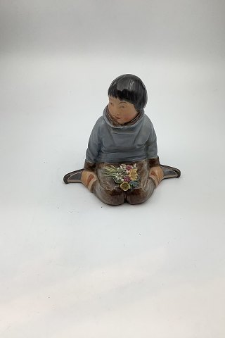 Royal Copenhagen overglaze regional figurine of boy with flowers Grønland = 
"Greenland" No 12419