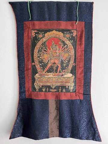 Shakti Thangka - Asian Buddhist / Hindu Thangka painting mounted in 
hand-stitched cloth, 20th century