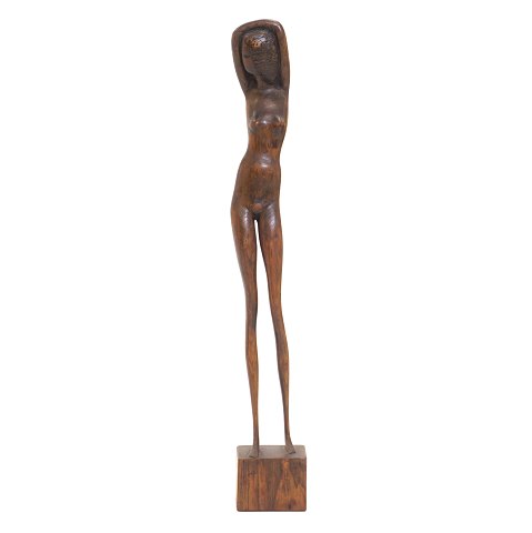 Large wood cut figure by Otto Pedersen, 1902-95, 
Denmark. Signed. H: 80cm