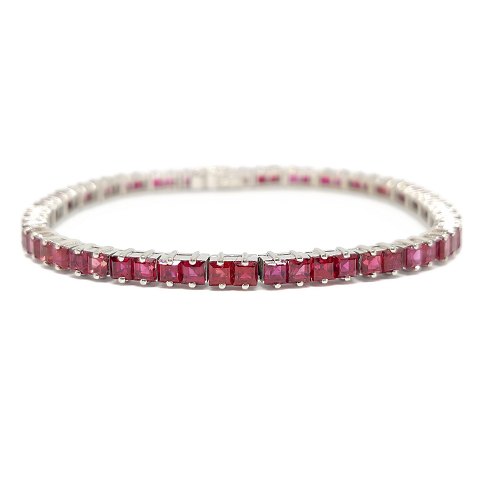 Georg Jensen; A tennis bracelet in 18k white gold with rubies